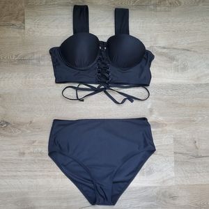 Shein Black Adjustable Push Up Bikini
